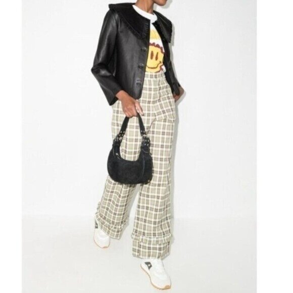 RIXO Jacket Size Medium Black Debbie Leather Read* Grunge Ruffle Bib Goth - Picture 9 of 13